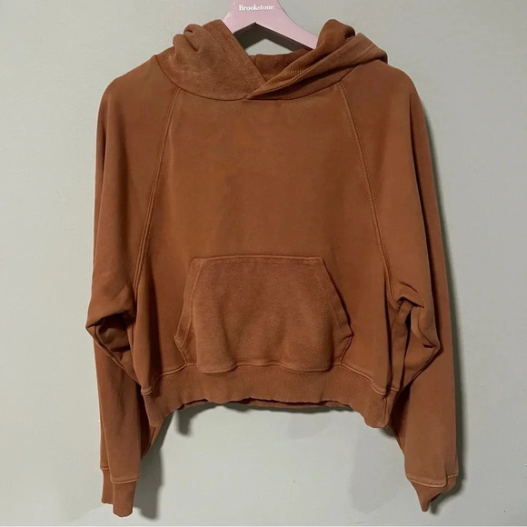 Aerie Cropped Pullover Hoodie Burnt Orange Size Small - Picture 1 of 7